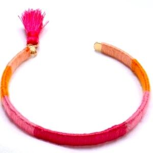 INC PINK AND ORANGE THREAD WRAPPED TASSEL BANGLE BRACELET
